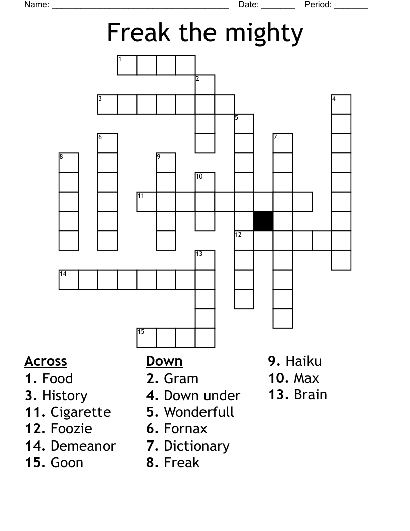 Freak the mighty  Crossword
