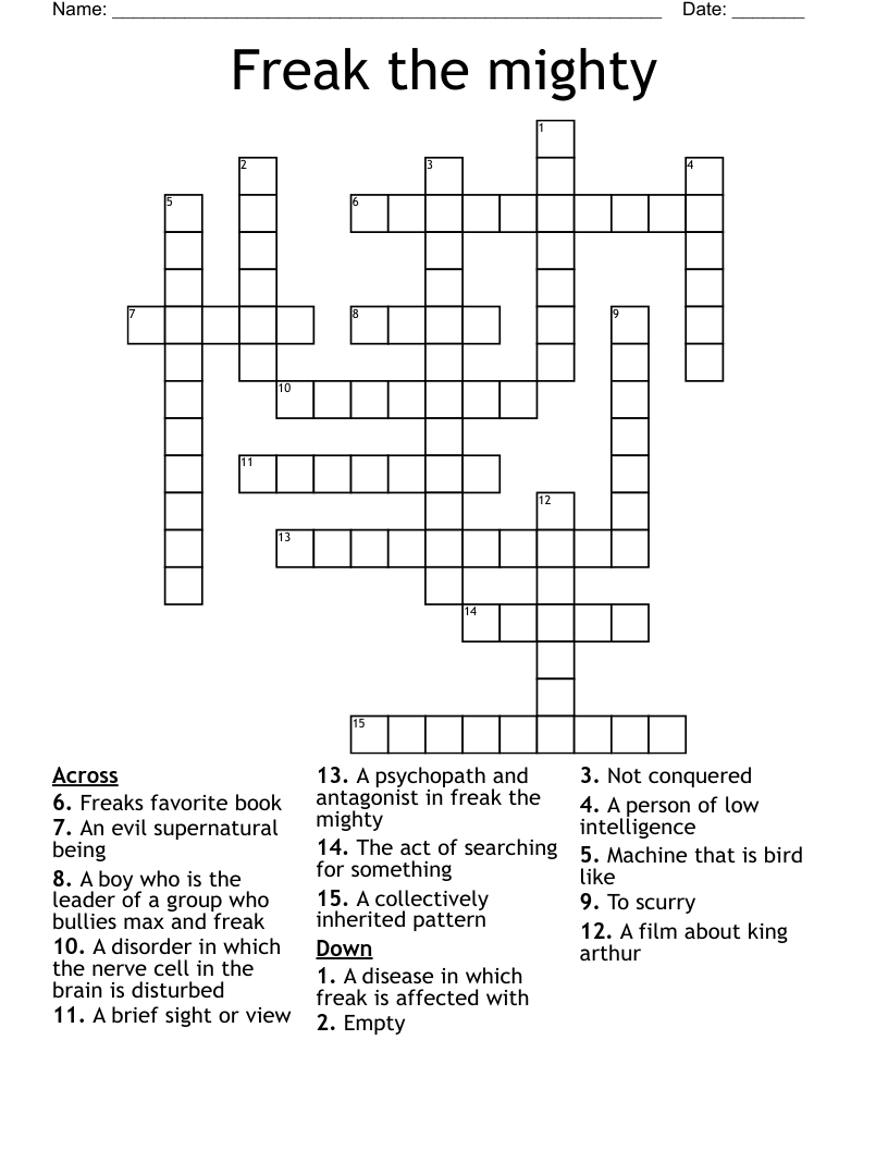 Freak the mighty  Crossword