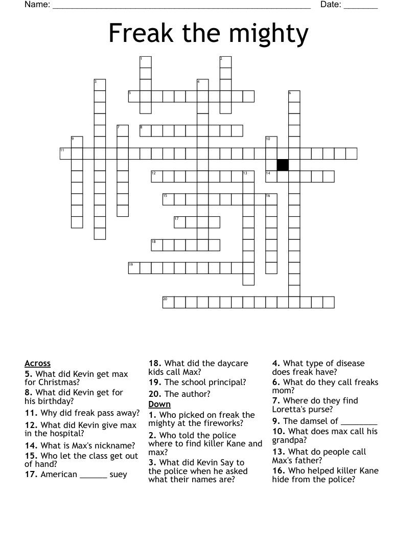 Freak the mighty  Crossword