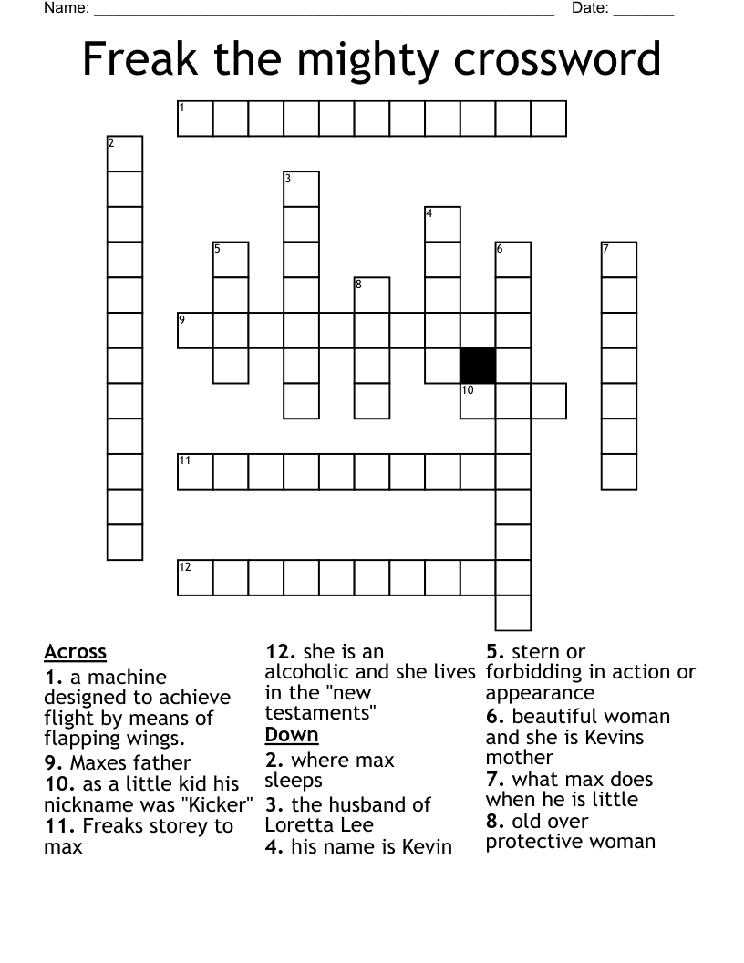 Freak the mighty crossword