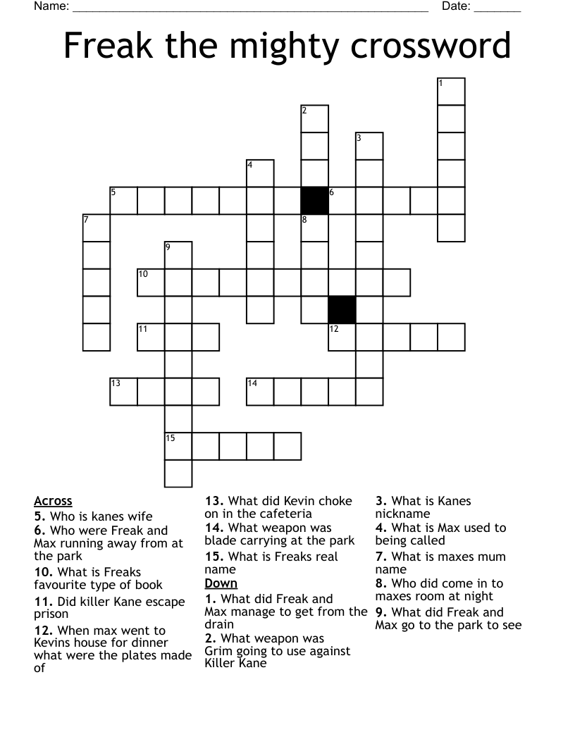 Freak the mighty crossword