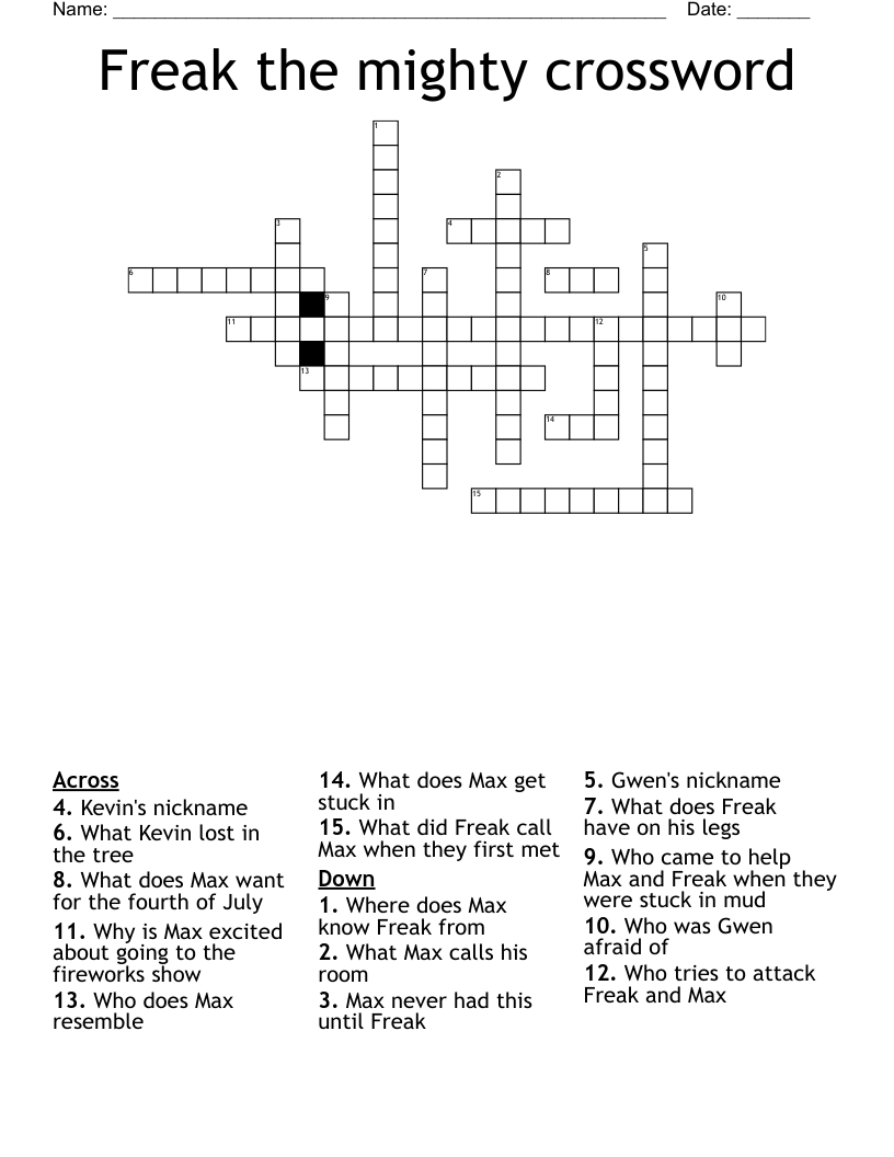 Freak the mighty crossword