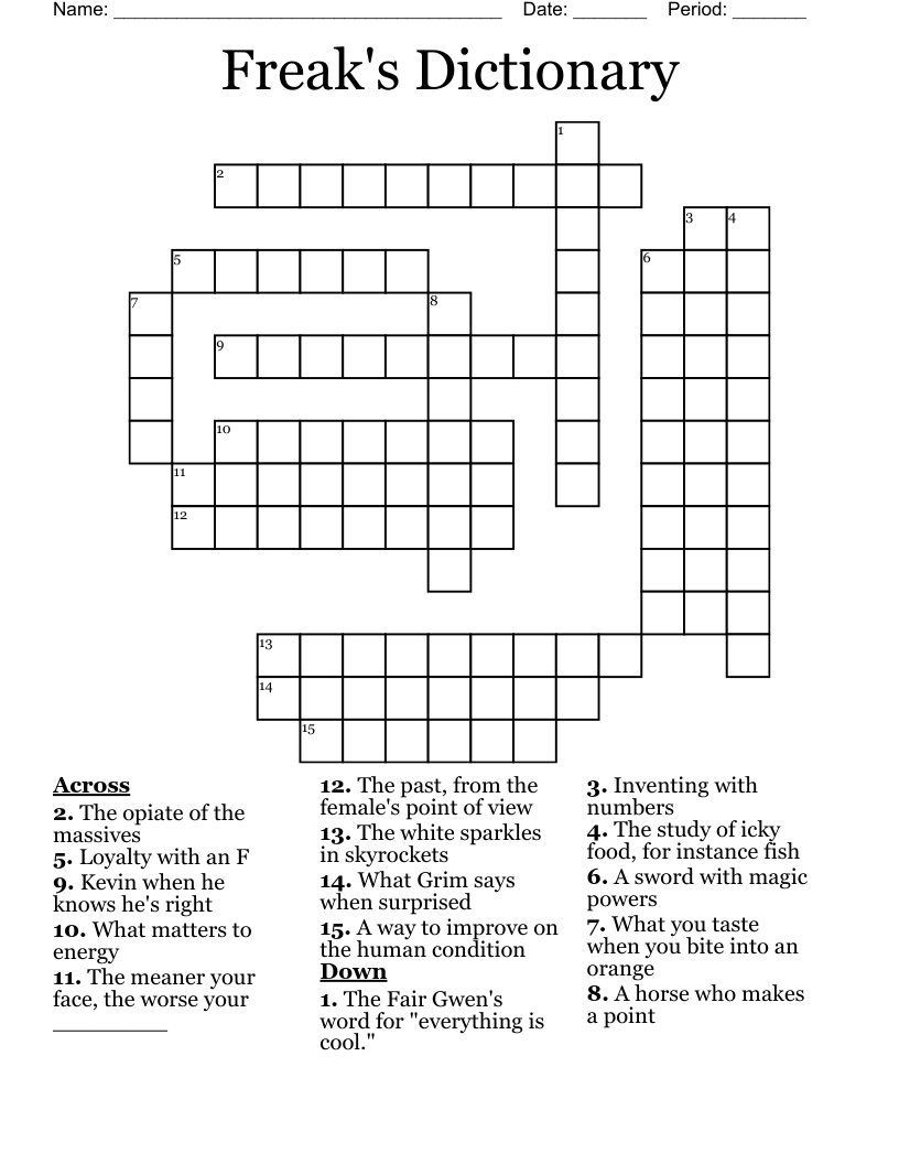 Freak's Dictionary Crossword