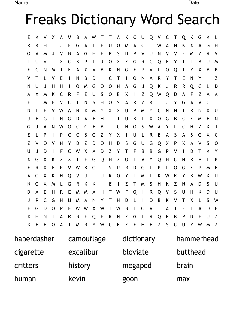 Freaks Dictionary Word Search