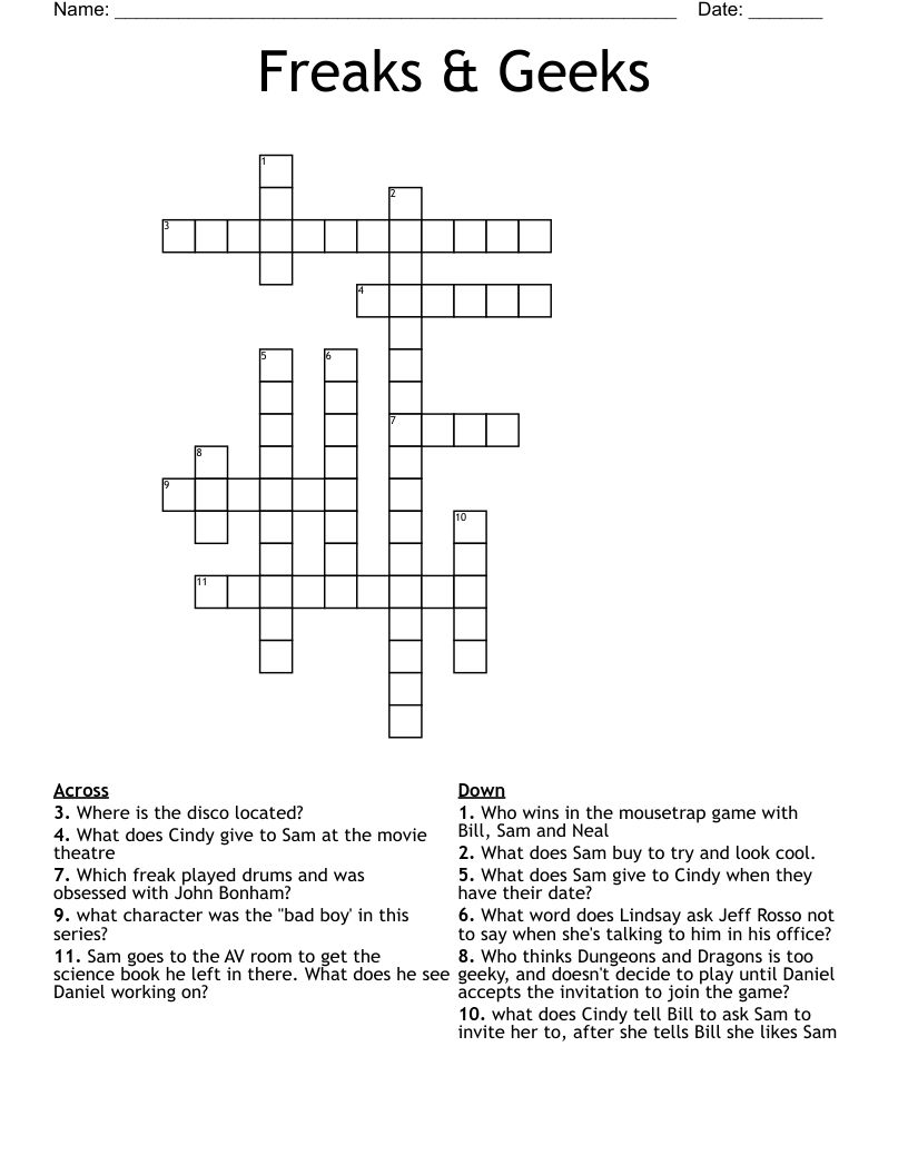 Freaks & Geeks Crossword