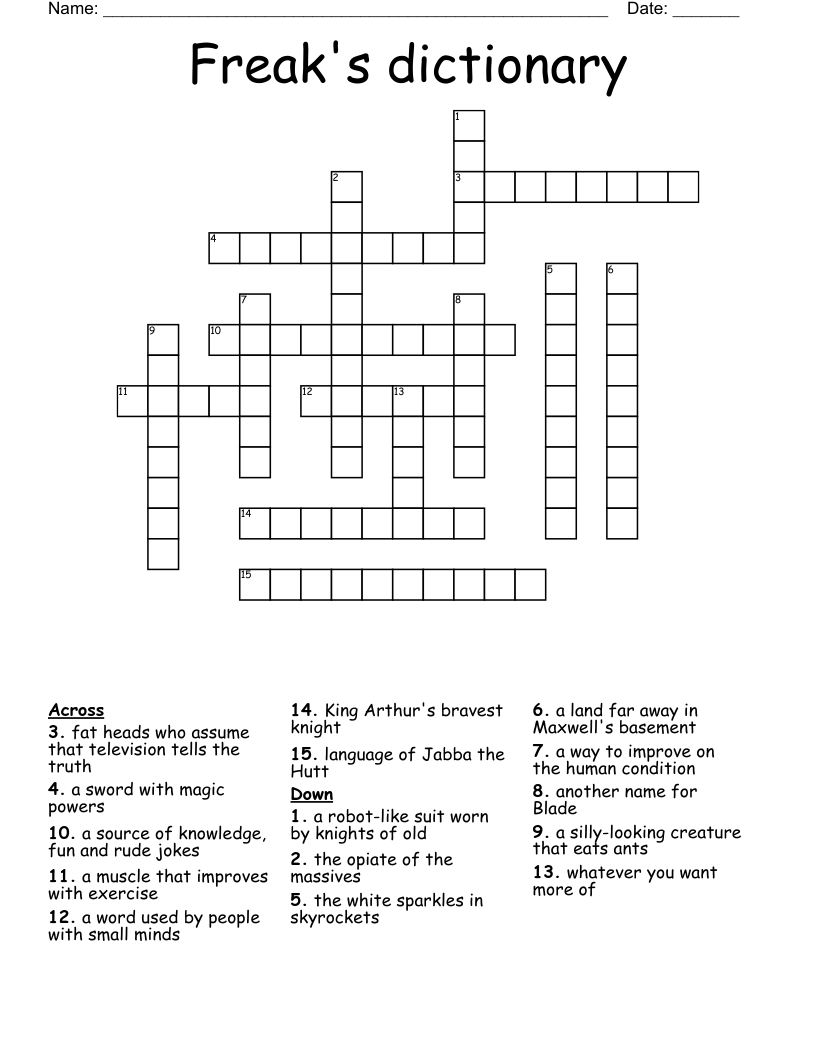 Freak's dictionary Crossword