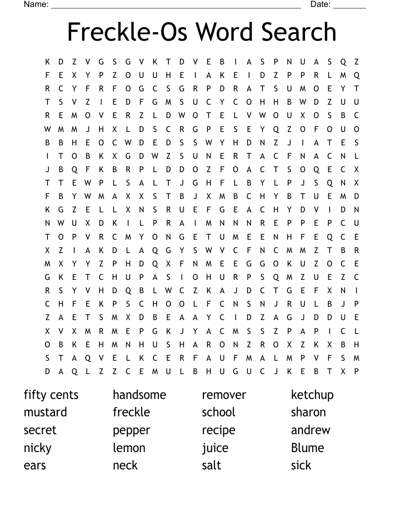 Freckle-Os Word Search