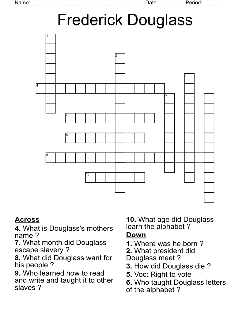Frederick Douglass Crossword