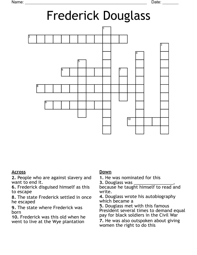 Frederick Douglass Crossword