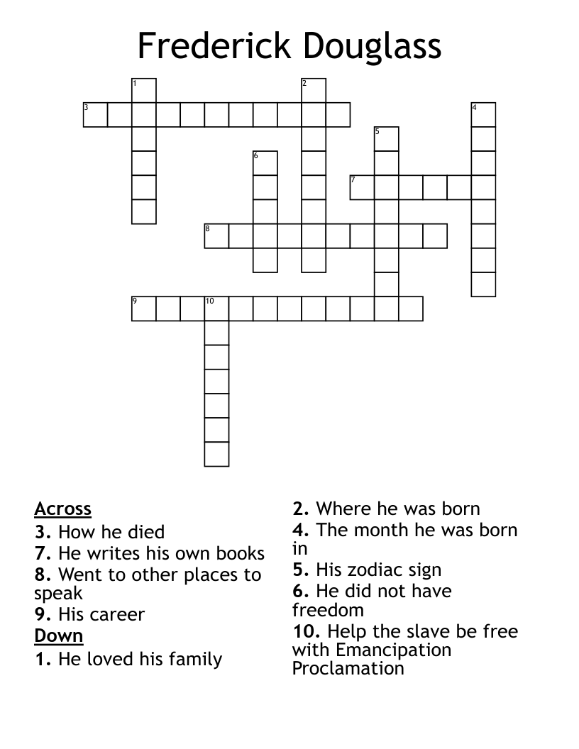 Frederick Douglass Crossword