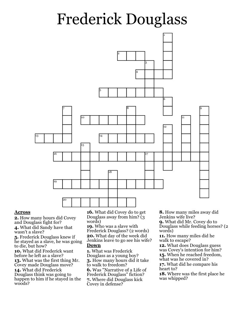 Frederick Douglass Crossword