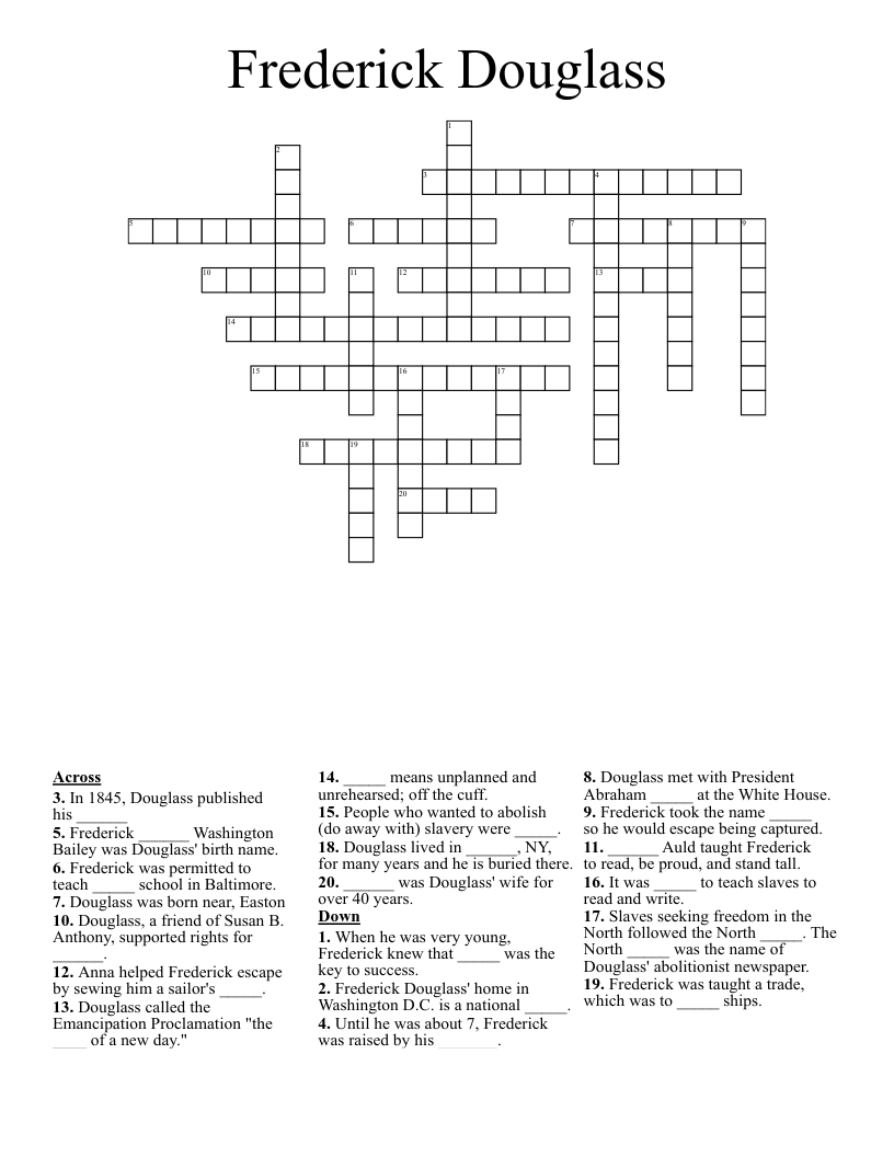 Frederick Douglass Crossword