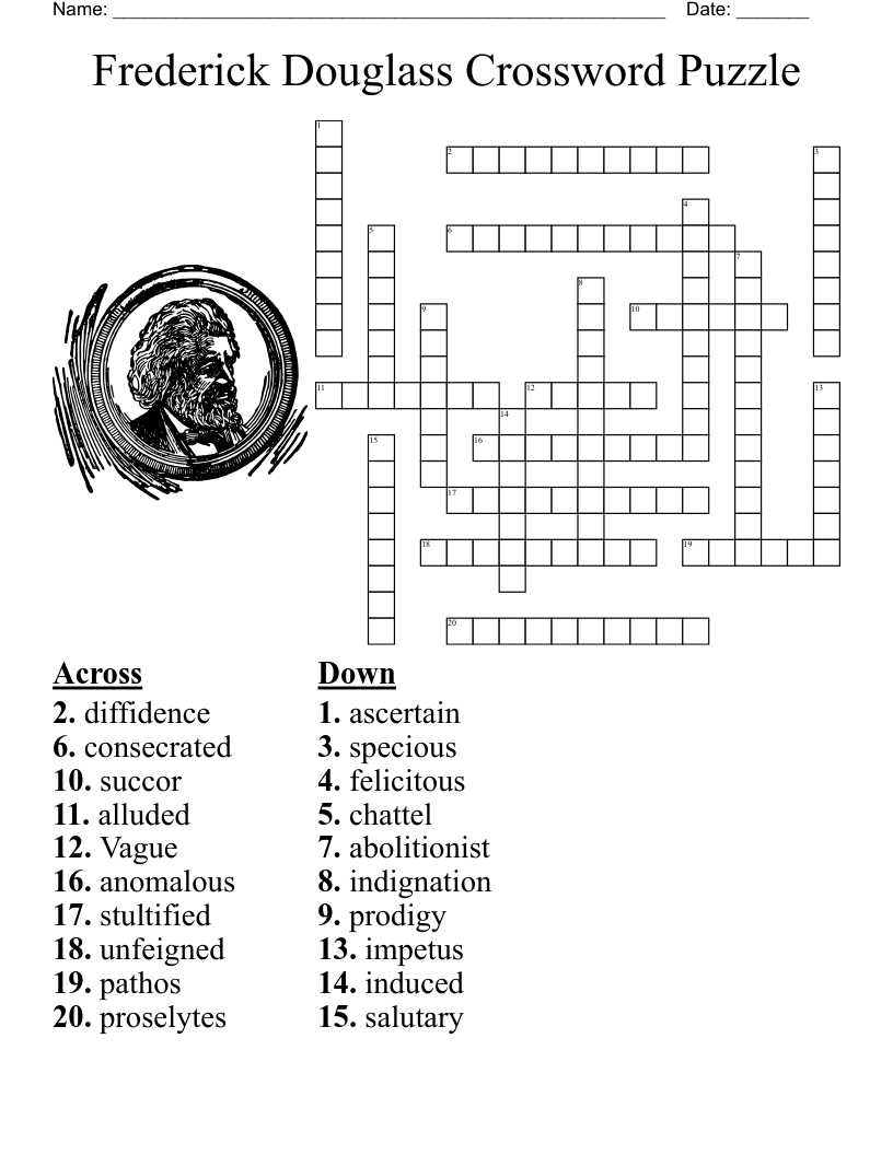 Frederick Douglass Crossword Puzzle