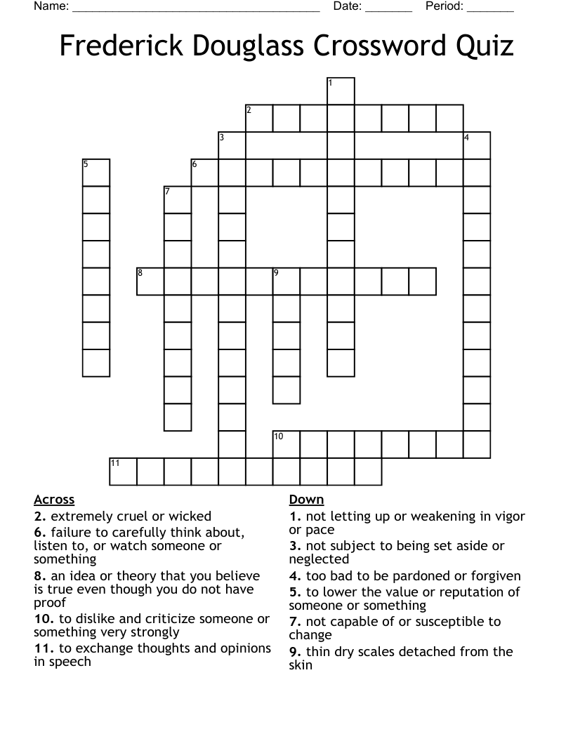 Frederick Douglass Crossword Quiz