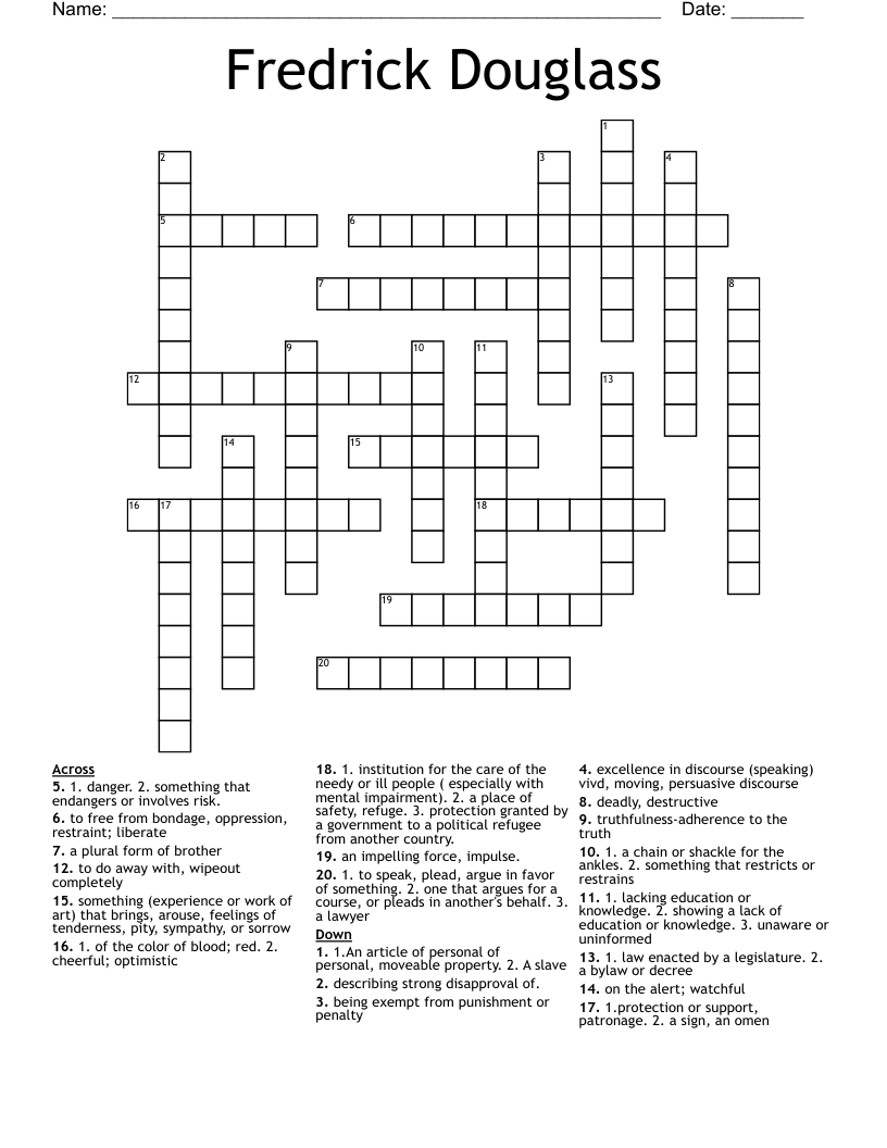 Fredrick Douglass  Crossword