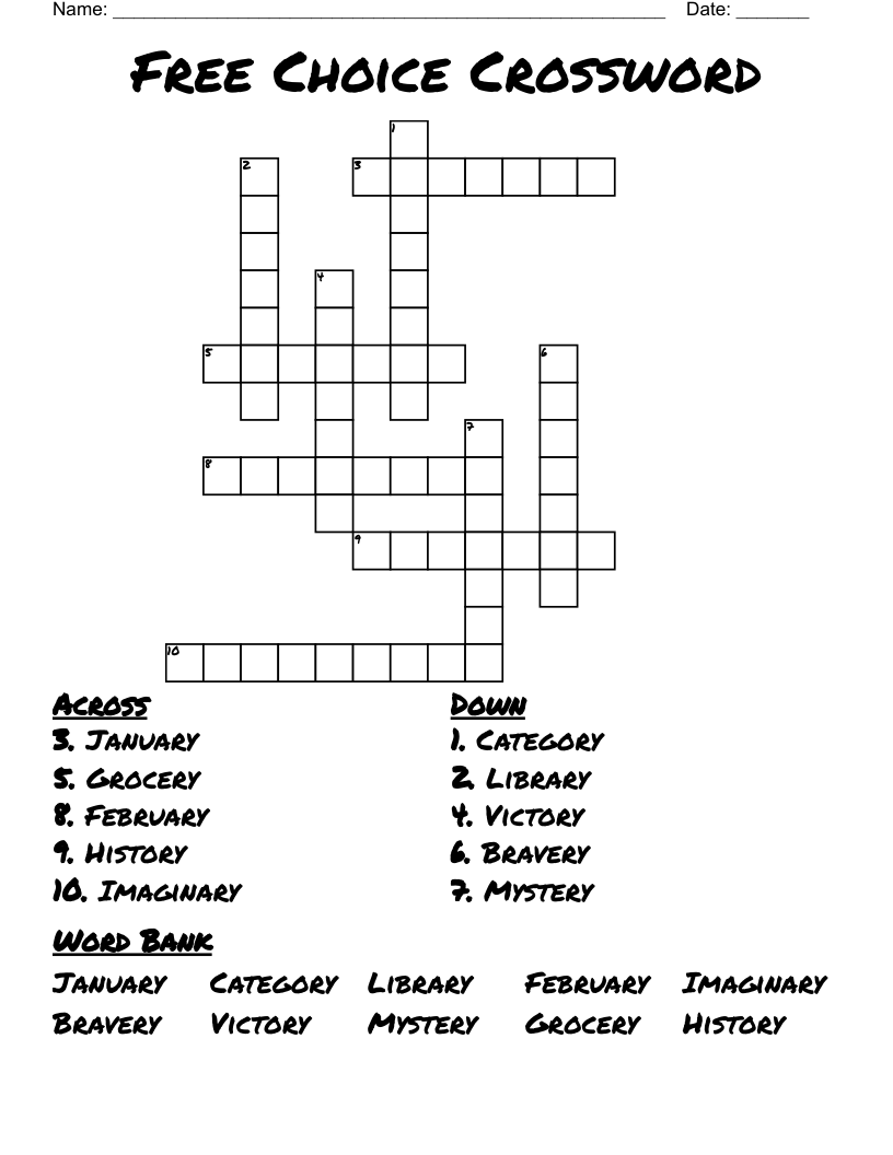 Free Choice Crossword