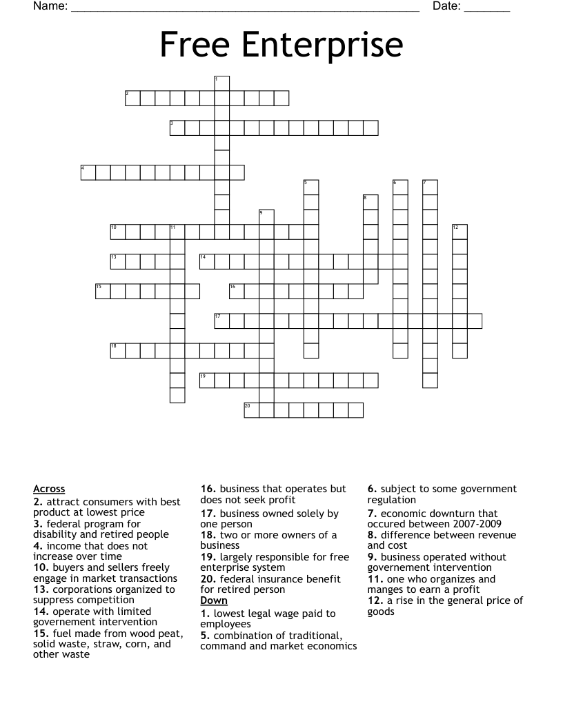 Free Enterprise Crossword