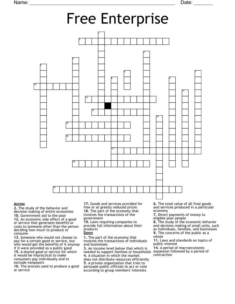 Free Enterprise Crossword