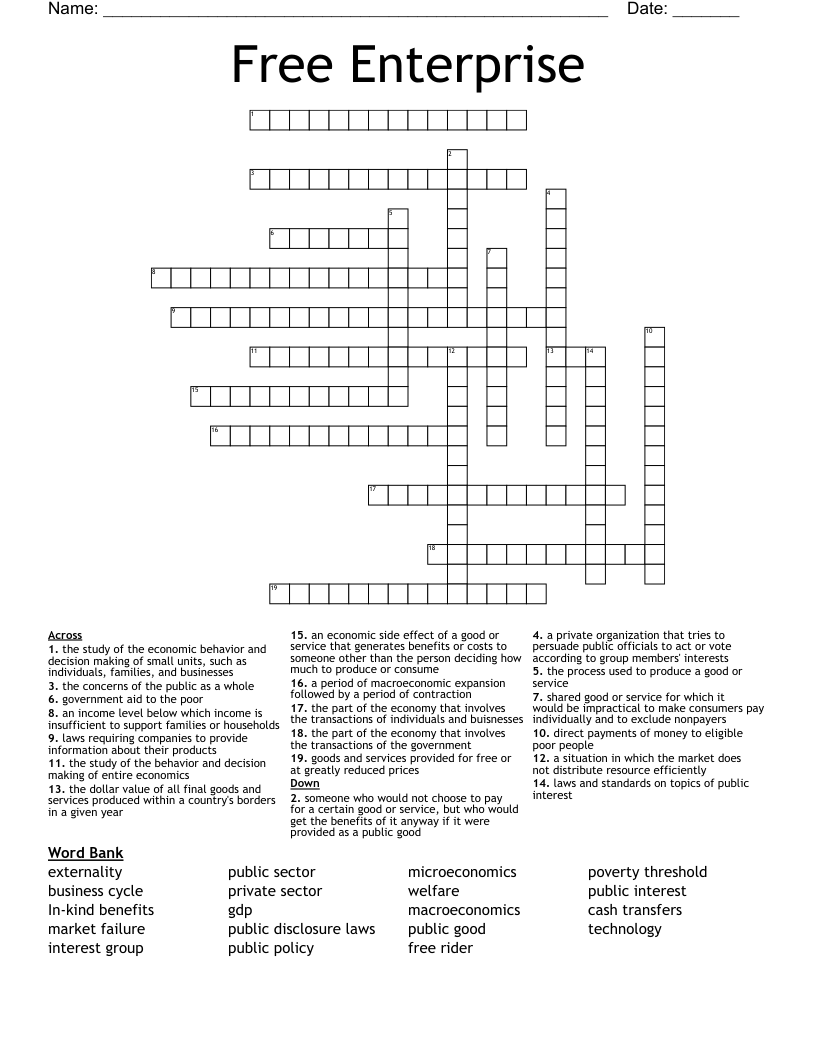 Free Enterprise Crossword