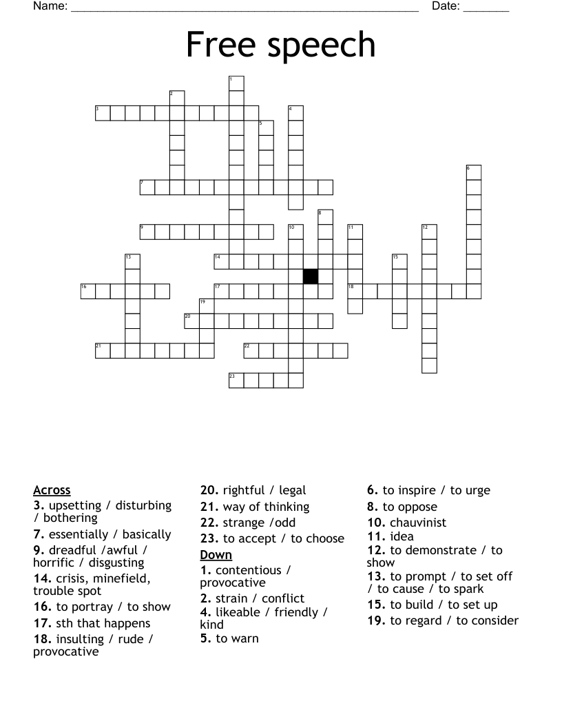 Free speech Crossword