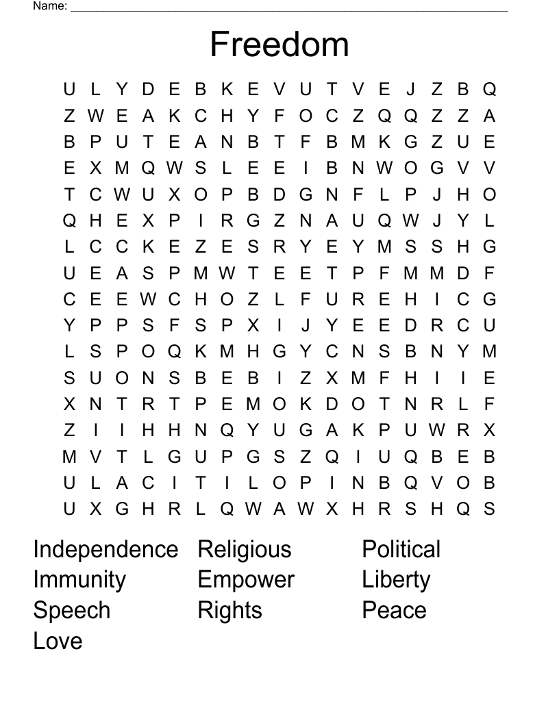 Freedom Word Search