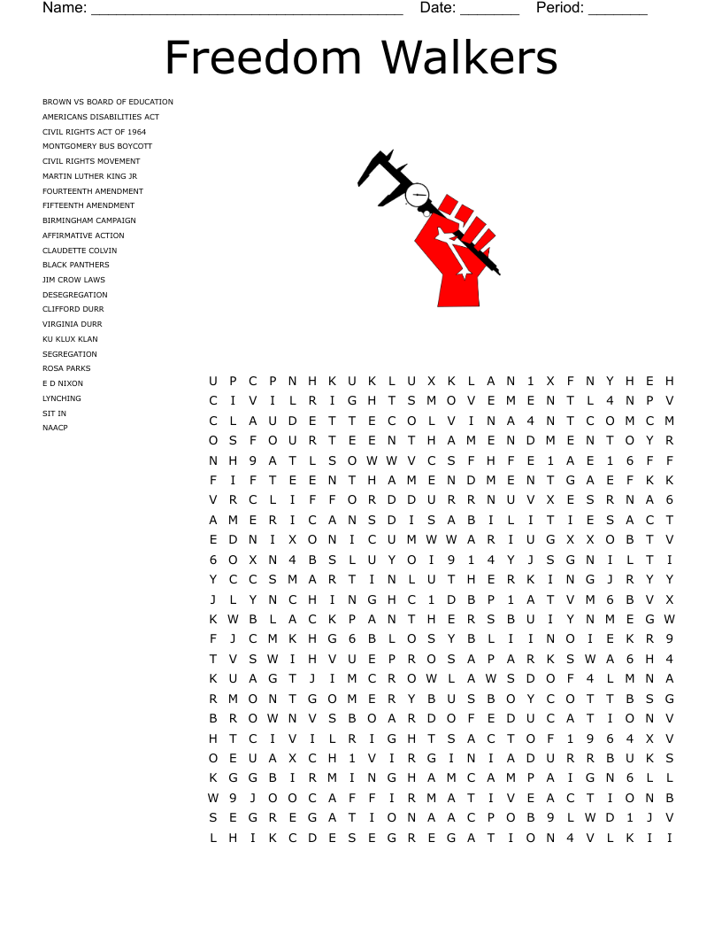 Freedom Walkers Word Search