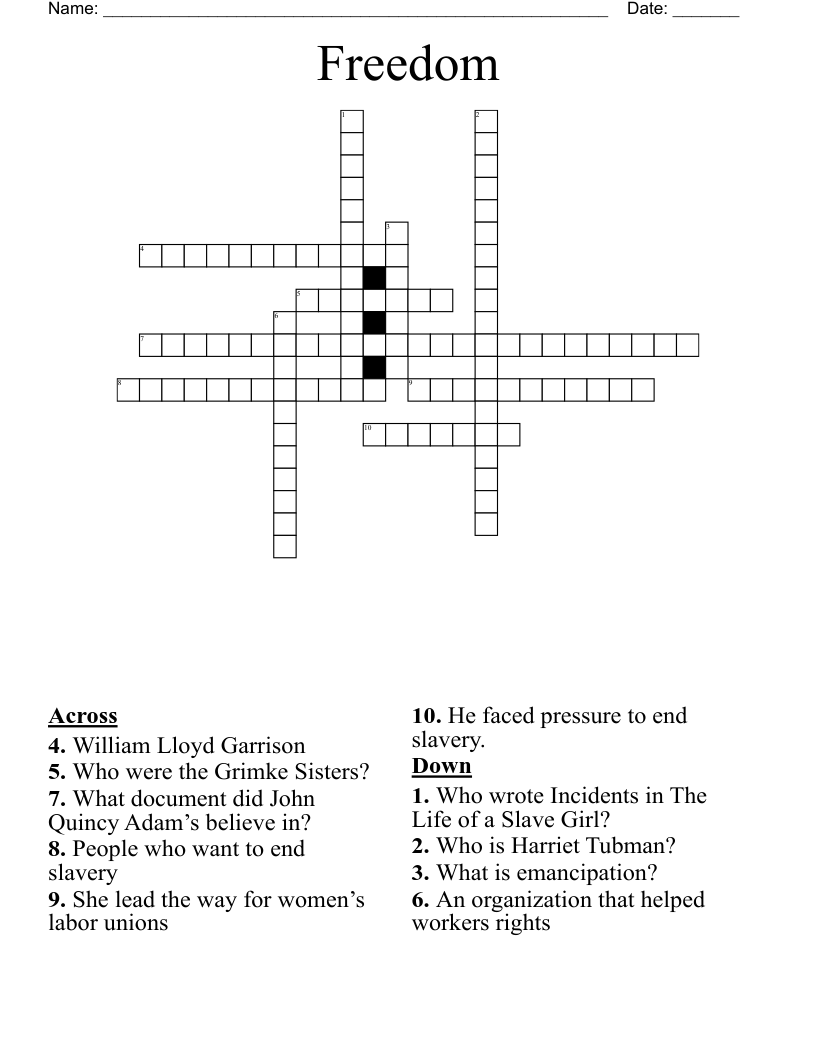 Freedom  Crossword