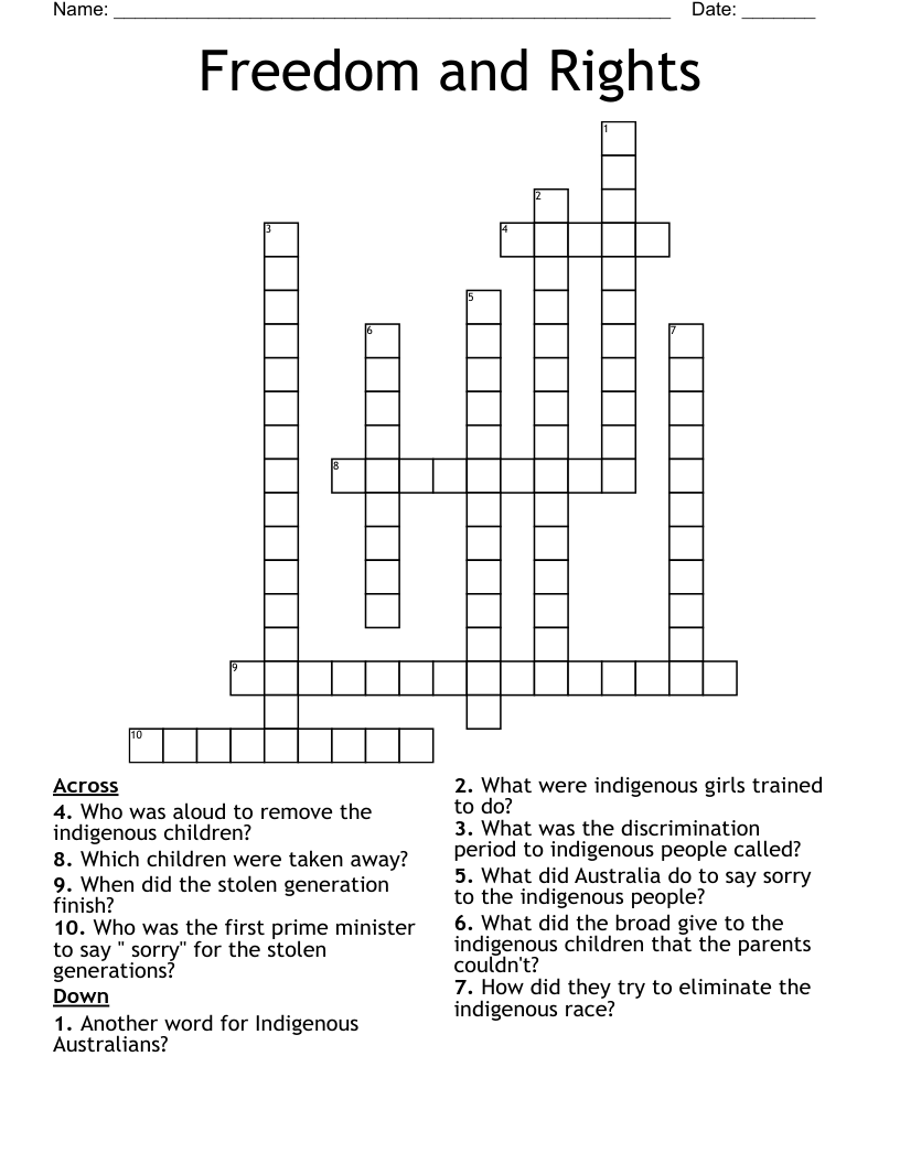 Freedom and Rights Crossword