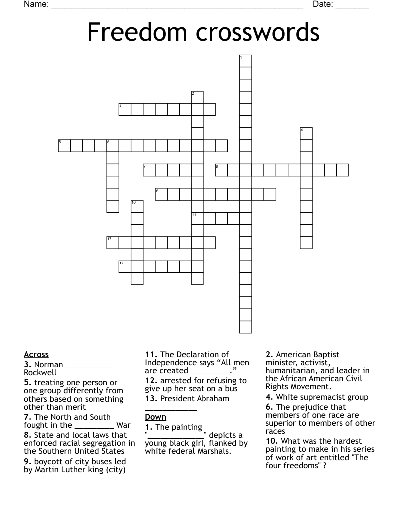 Freedom crosswords