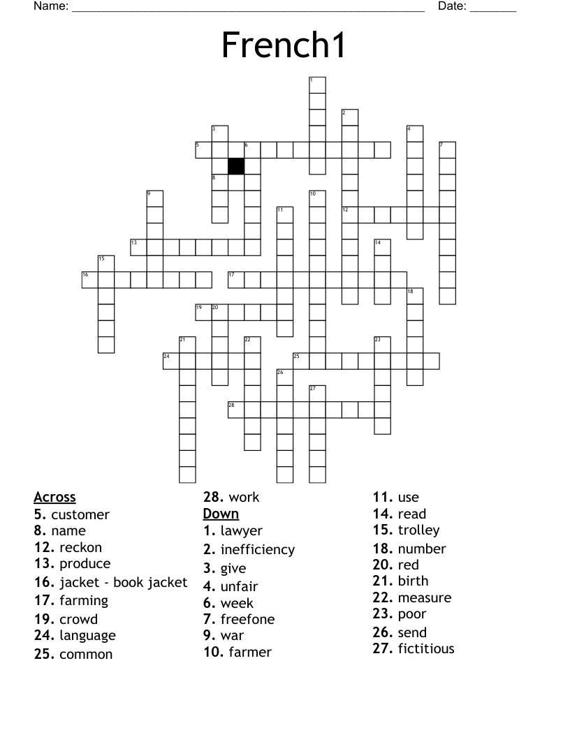 French1 Crossword