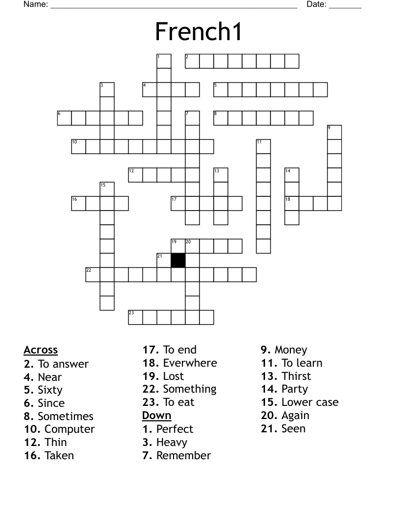 French1 Crossword