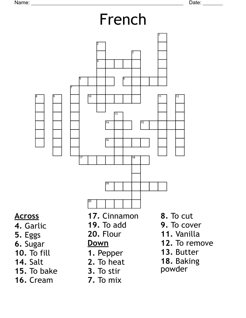 French Crossword