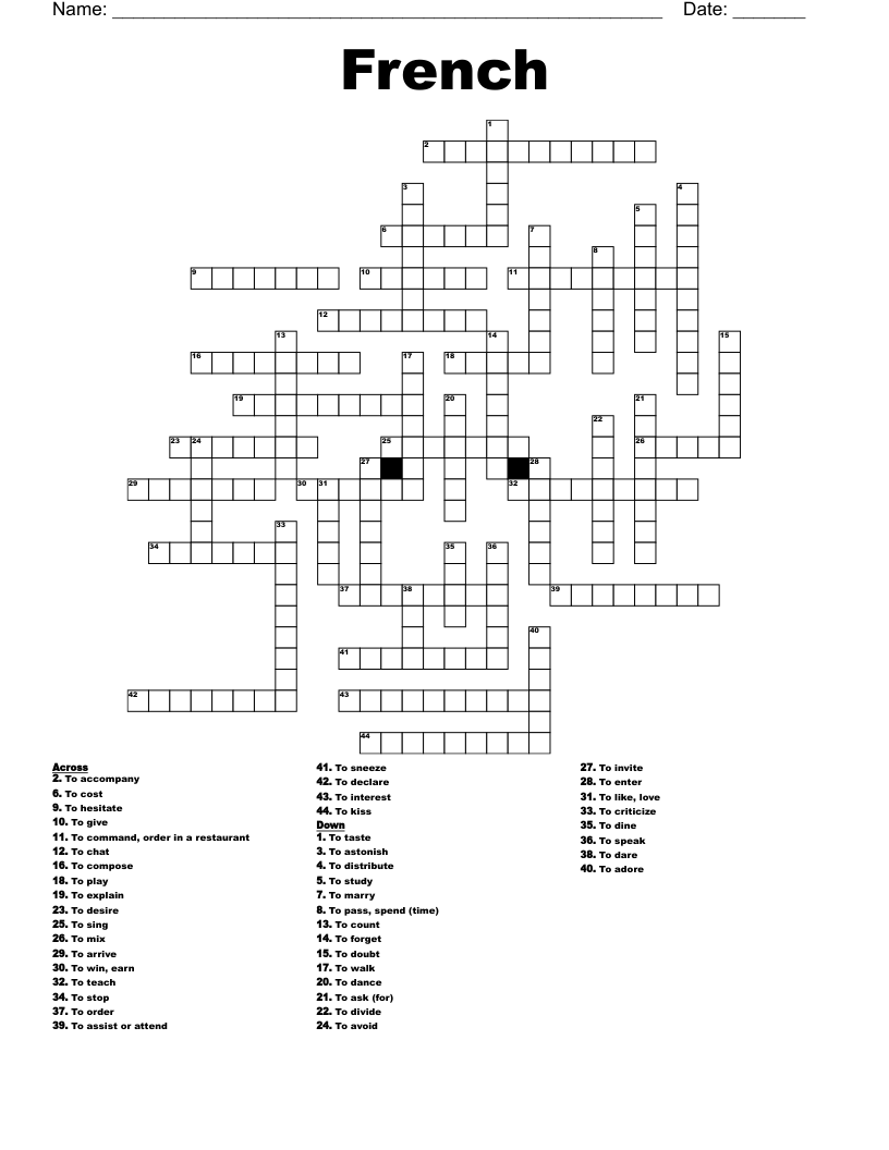 French Crossword