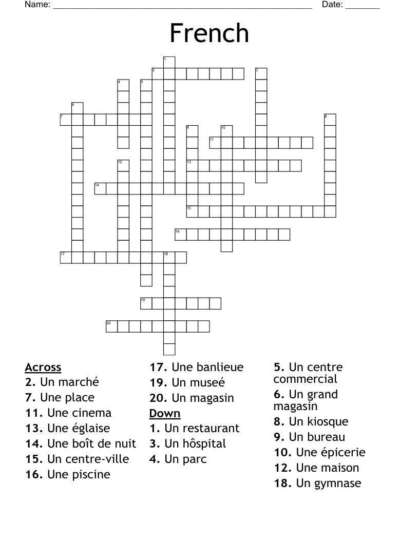 French Crossword