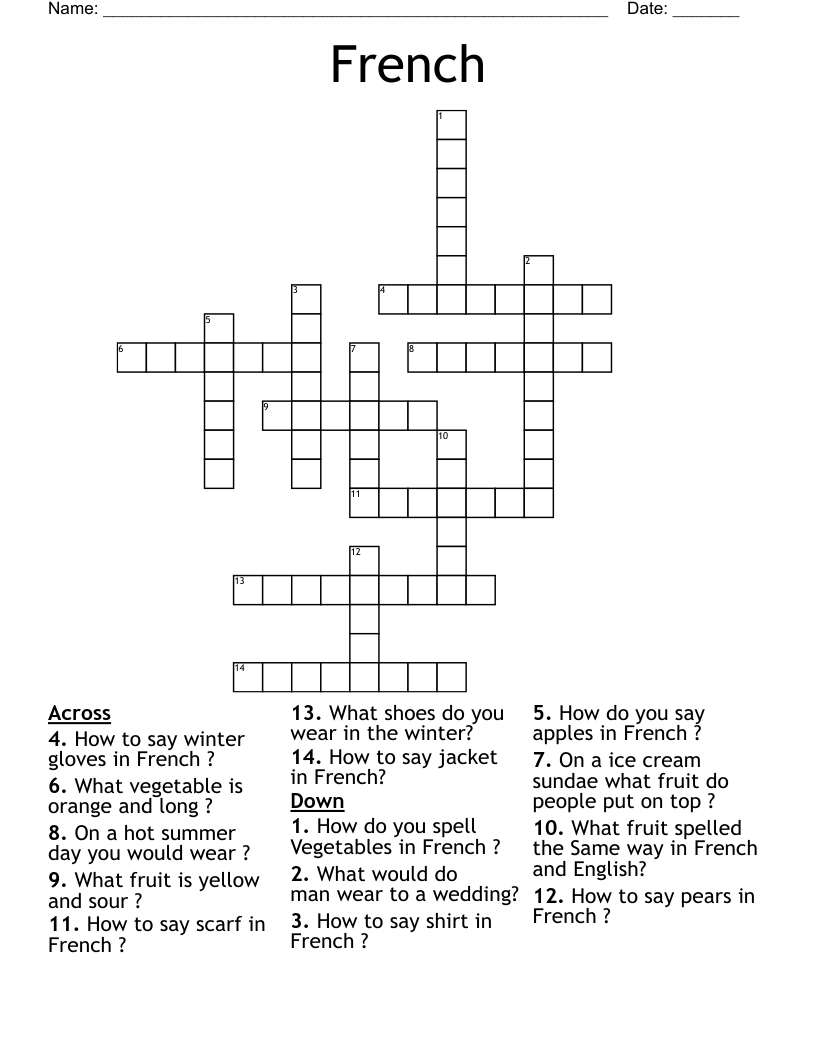 French Crossword