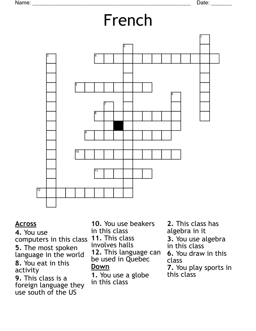French Crossword