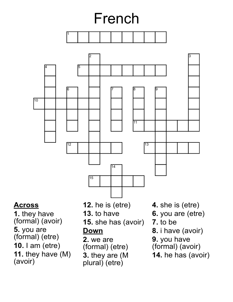 French Crossword