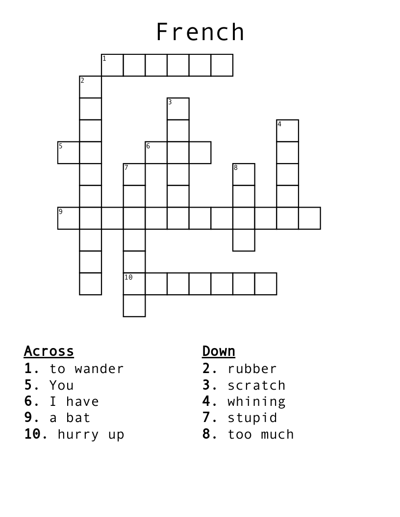 French Crossword