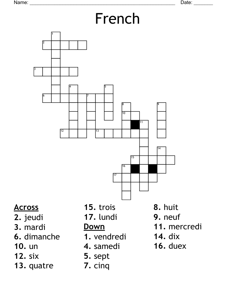 French Crossword