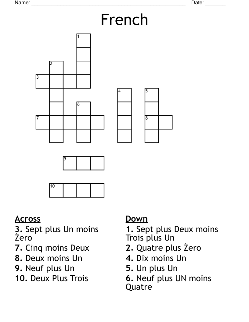 French Crossword
