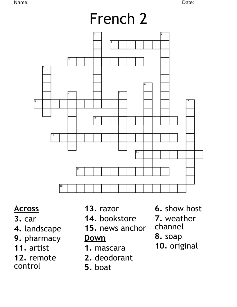 French 2 Crossword