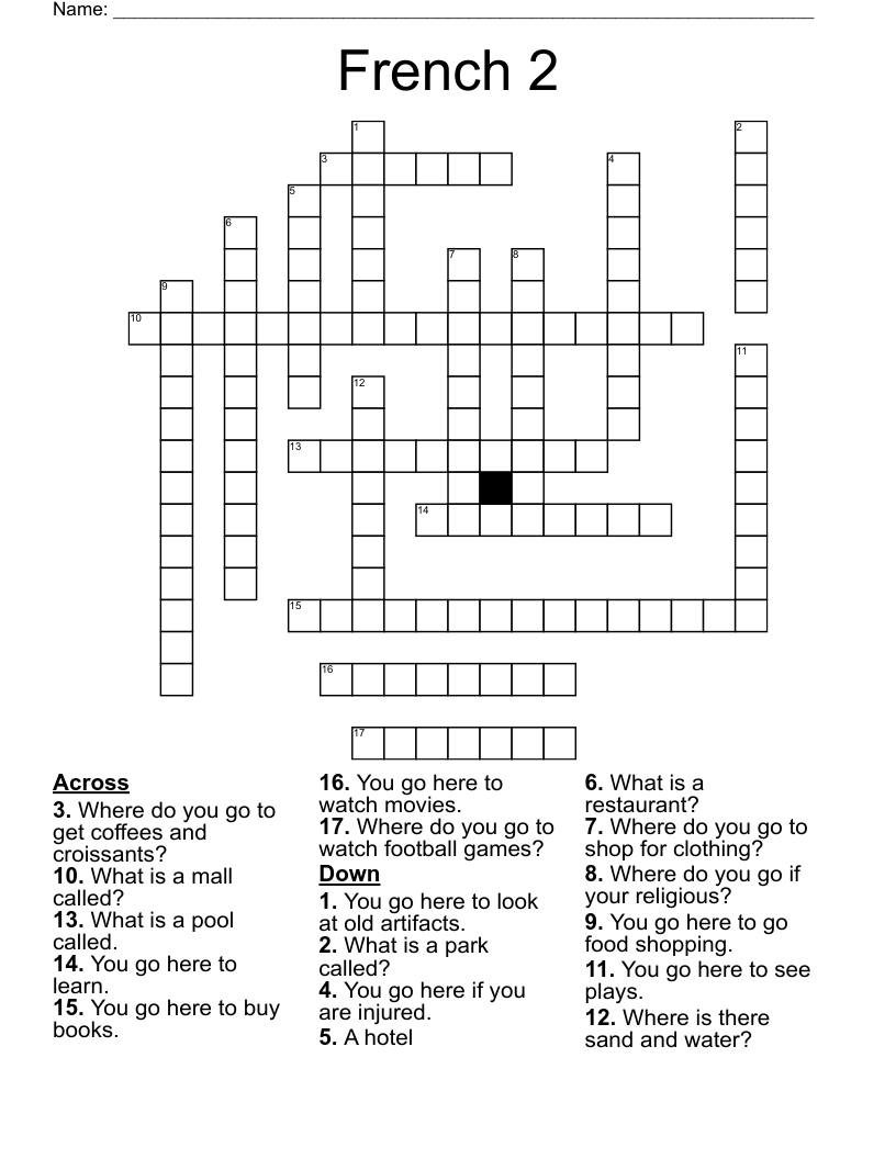 French 2 Crossword