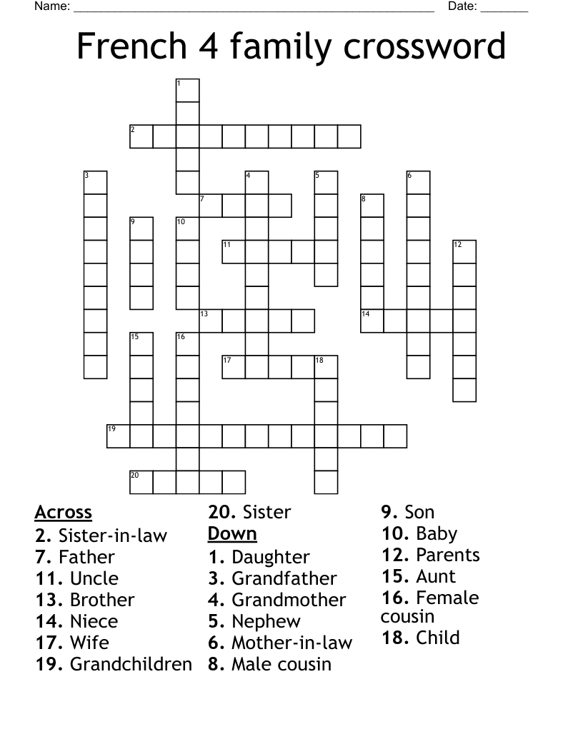 French 4 family crossword