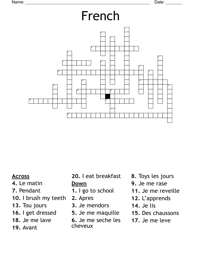 French Crossword