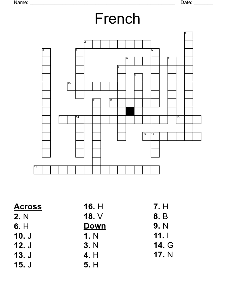 French Crossword