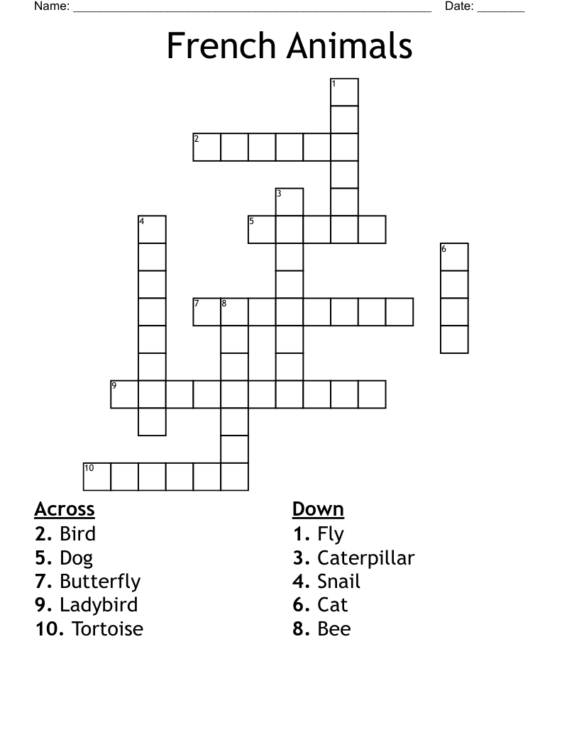 French Animals Crossword