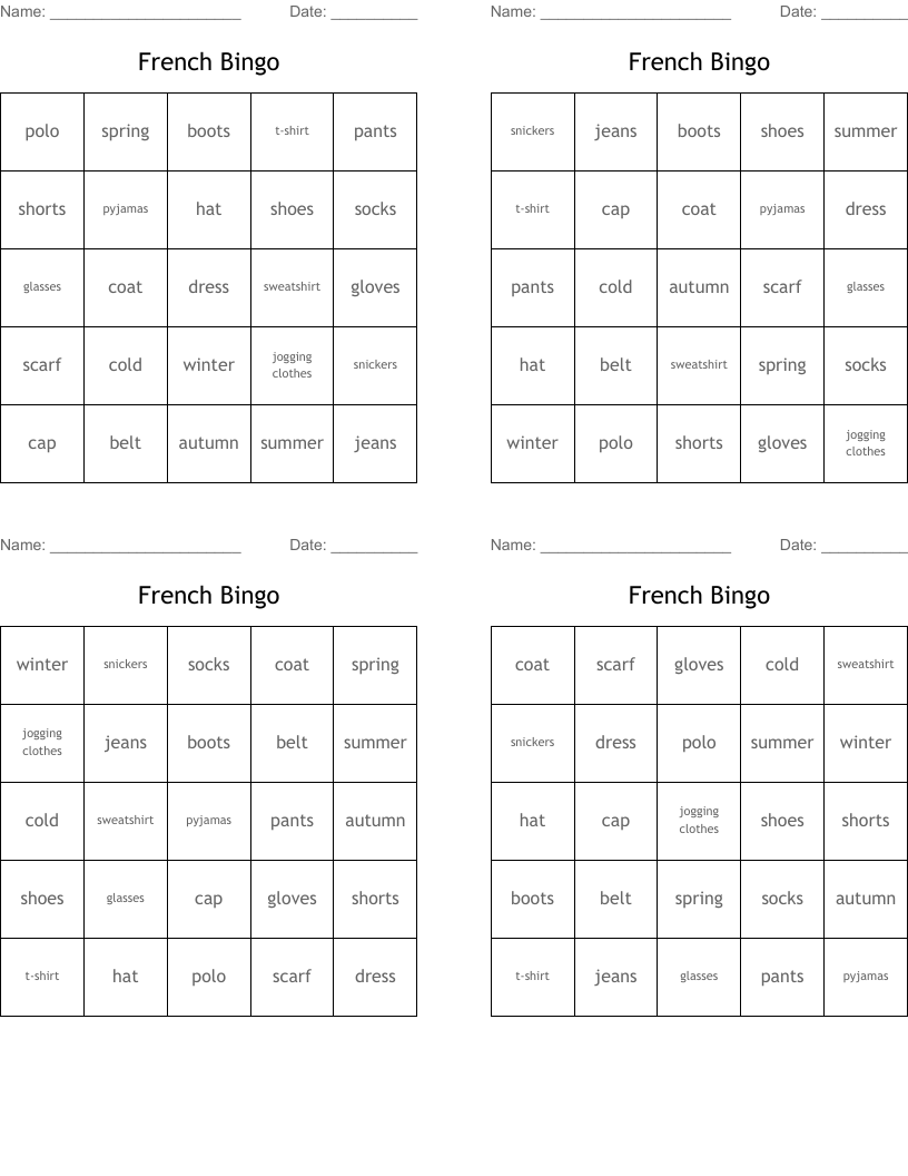 French Bingo