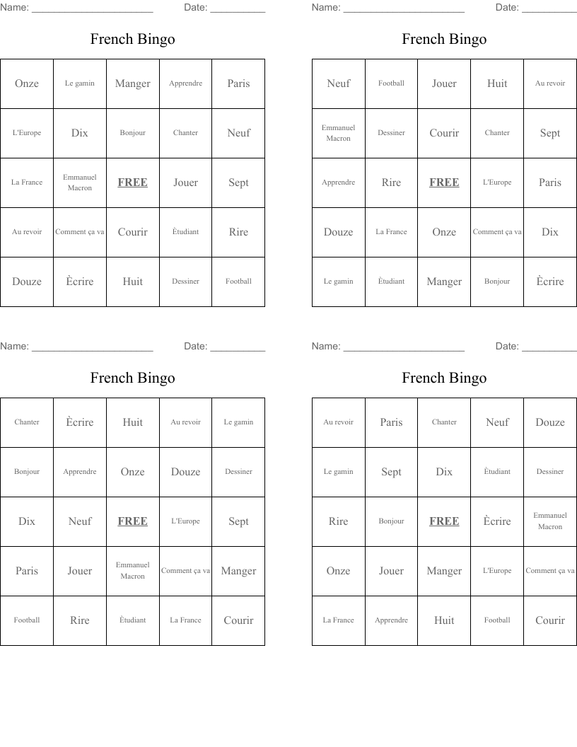 French Bingo