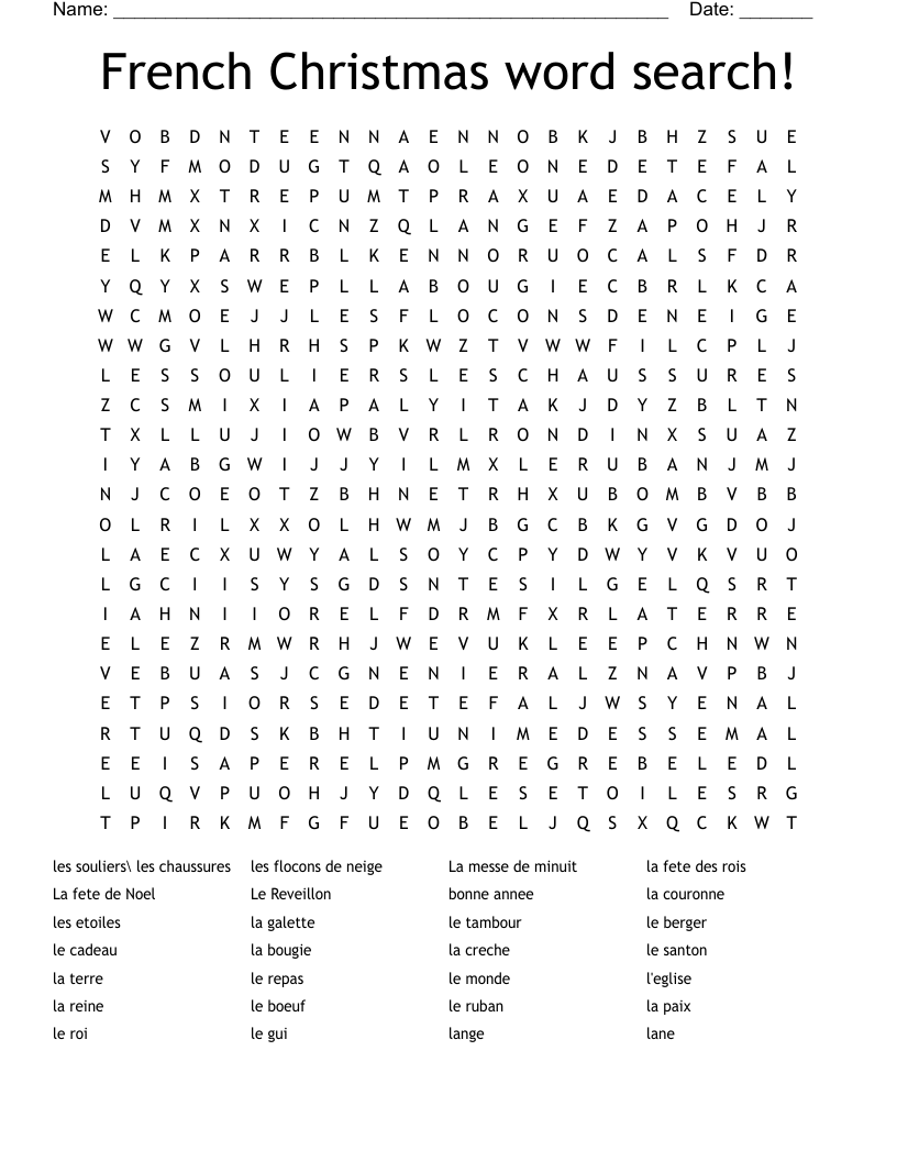 French Christmas word search! 