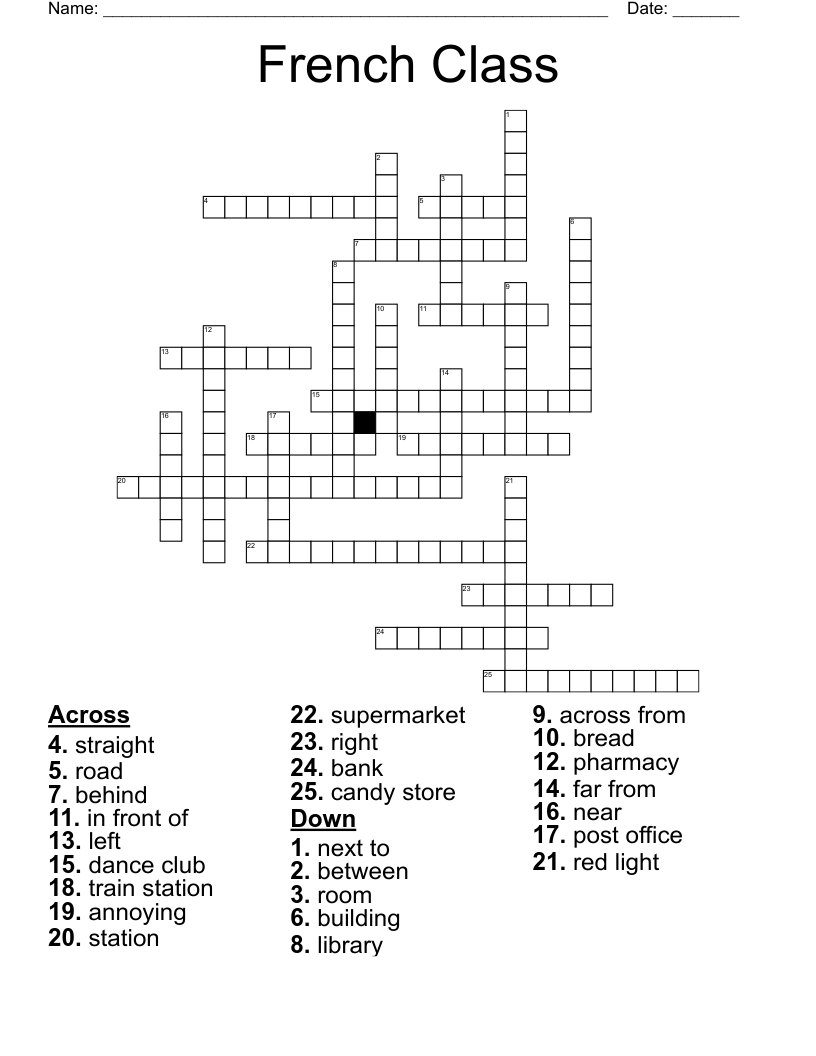 French Class Crossword